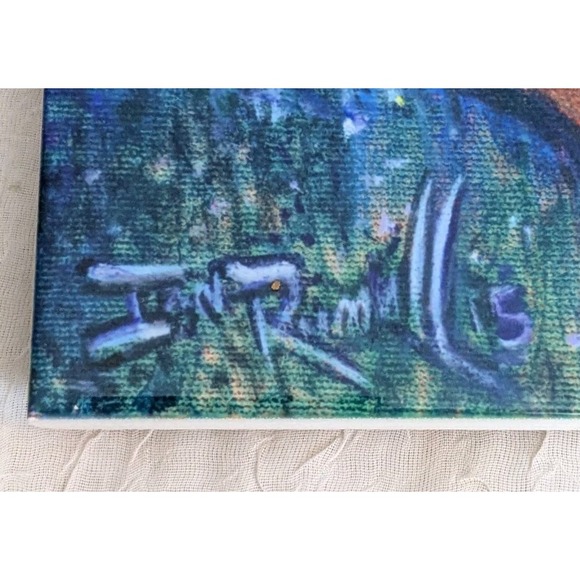 Black Bear Art Tile Ian Russell Signed Ceramic Wish Upon A Star Celestial 6 x 8 - Picture 4 of 11